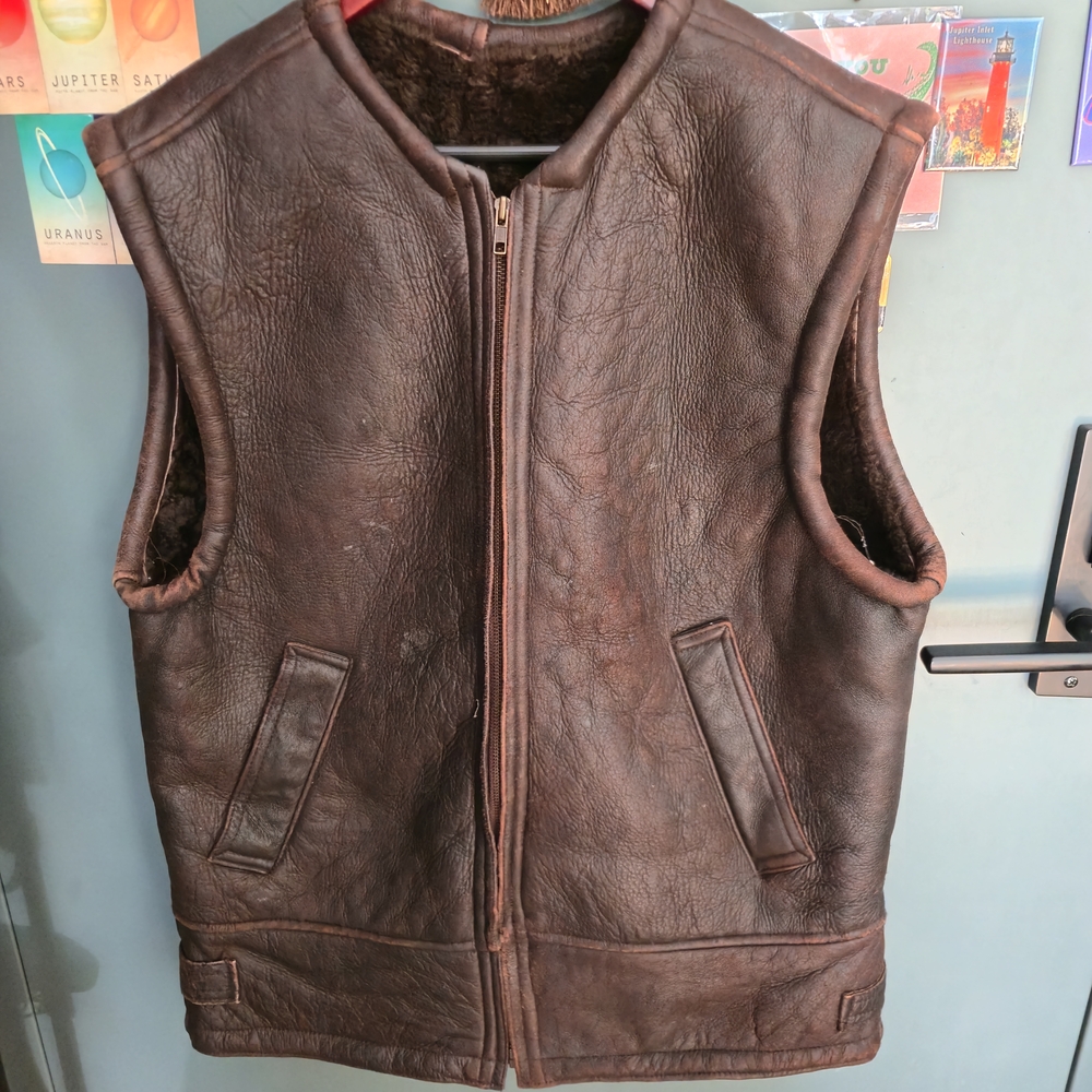 Men's Brown Leather Vest